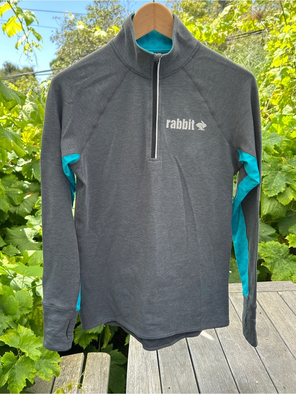 rabbit Women's Gray & Teal Quarter-Zip Pullover Hoodie